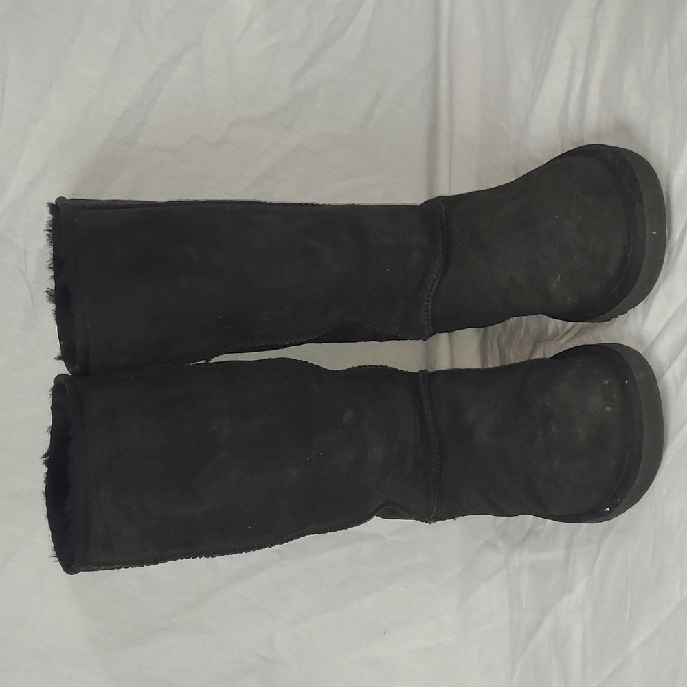 UGG Australia Black With Black Wool Tall Boots Size Womans 7 Womens